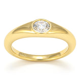 .34ct G SI 14kt Yellow Gold Oval Diamond Bezel Set Band Ring Size 6.5