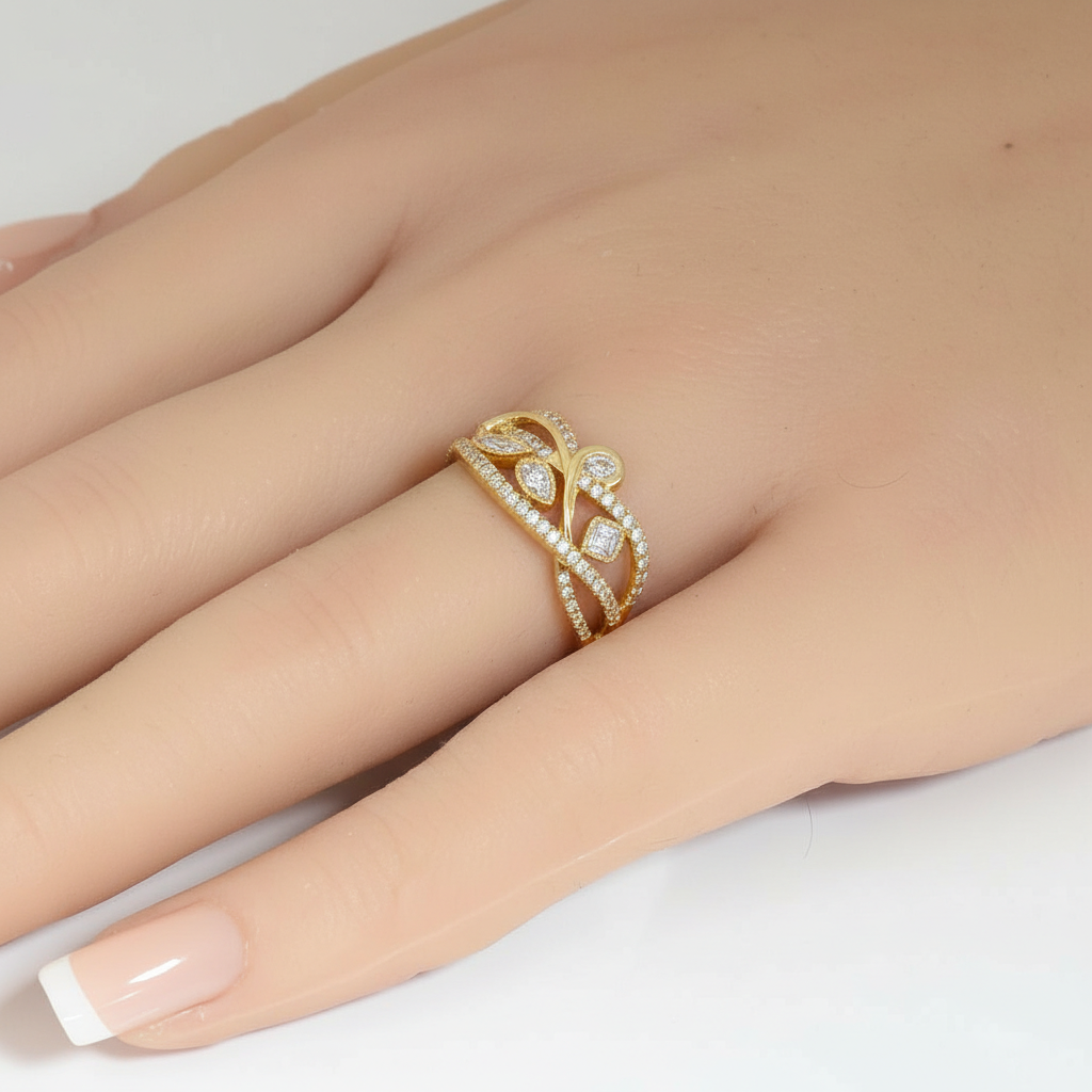.88ct G SI 14kt Yellow Gold Multi Shape Diamond Modern Band Ring Size 6.5