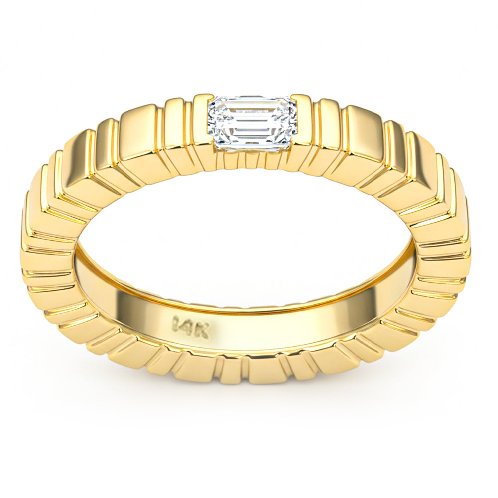 .32ct G SI 14kt Yellow Gold Emerald Cut Diamond Band Ring Size 6.5
