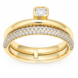 <span style="color:purple">¡OFERTA ESPECIAL!</span> Anillo de boda y de compromiso de oro amarillo de 14kt con diamante de talla esmeralda, 0.49qt G SI, talla 6.5