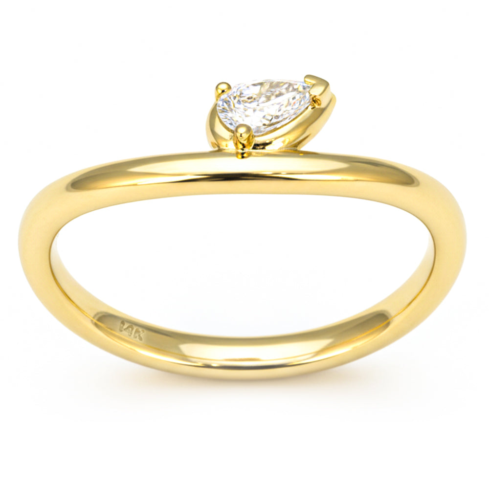 .15ct G SI 14kt Yellow Gold Pear Diamond Band Ring Size 6.5