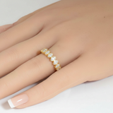 .95ct G SI 14kt Yellow Gold Marquise Diamond Bezel set Half Eternity Band Ring Size 6.5