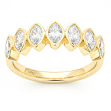 .95ct G SI 14kt Yellow Gold Marquise Diamond Bezel set Half Eternity Band Ring Size 6.5