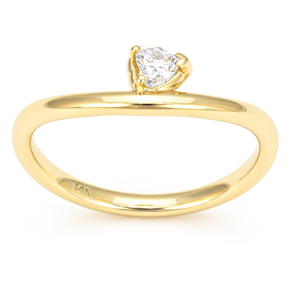 .17ct G SI 14kt Yellow Gold Heart Shaped Diamond Band Ring Size 6.5
