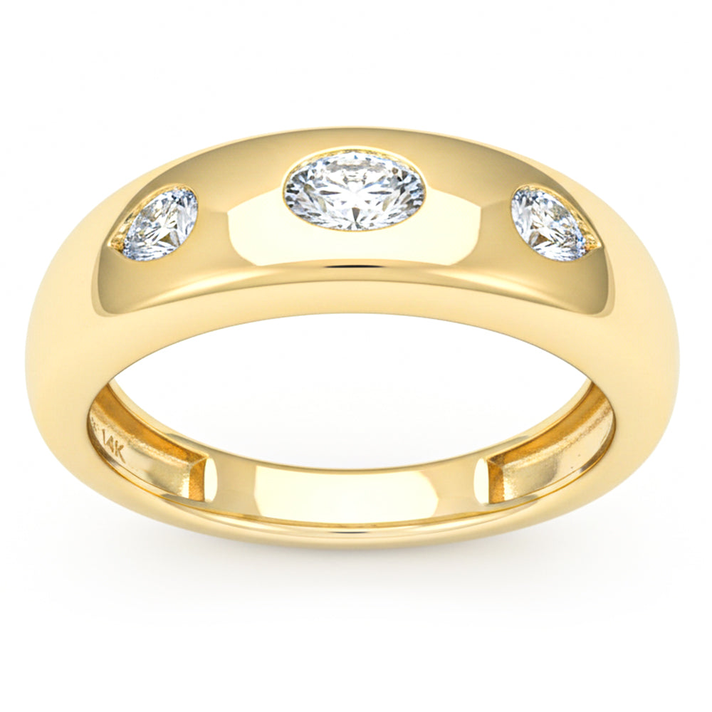 <span style="color:purple">SPECIAL!</span> .40ct G SI 14kt Yellow Gold Oval Diamond Dome Bezel Set Band Ring Size 6.5