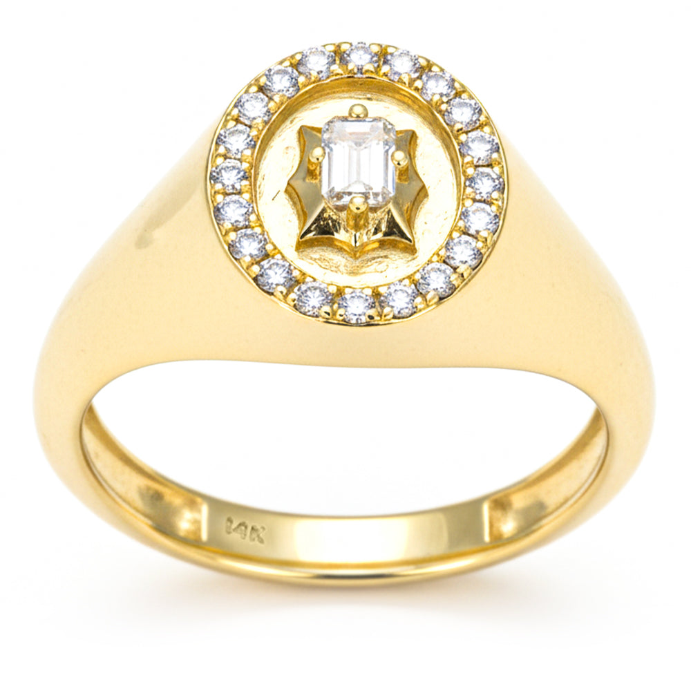 .33ct G SI 14kt Yellow Gold Emerald Cut Diamond Modern Signet Ring Size 6.5