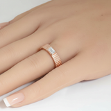 .30ct G SI 14kt Rose Gold Emerald Cut Diamond Bezel set Band Ring Size 6.5