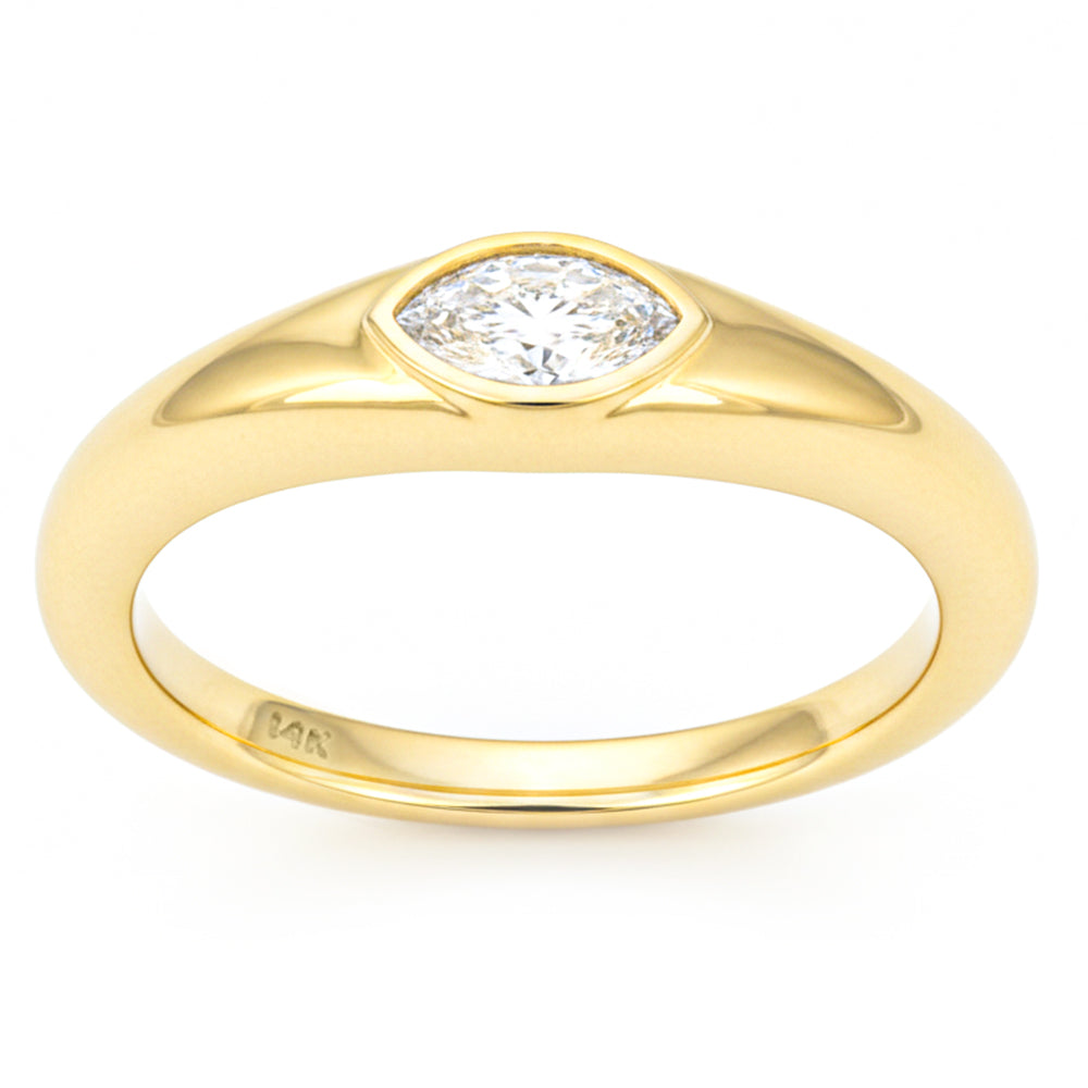 <span style="color:purple">SPECIAL!</span> .30ct G SI 14kt Yellow Gold Marquise Diamond Bezel set Ring Size 6.5