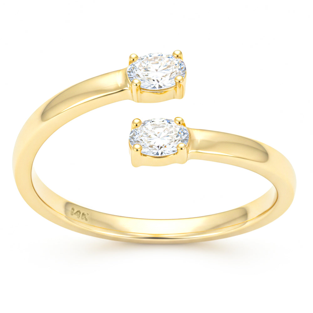 .28ct G SI 14kt Yellow Gold Oval Diamond Open Wrap Around Ring Size 6.5