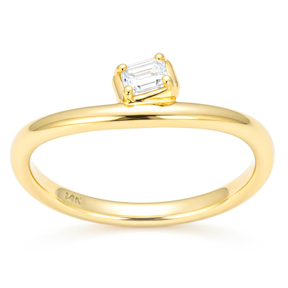 .15ct G SI 14kt Yellow Gold Emerald Cut Diamond Ring Size 6.5