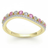 .56ct G SI 14kt Yellow Gold Diamond & Pink Sapphire Gemstone Band Ring Size 6.5