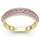 .66ct G SI 14kt Yellow Gold Diamond & Pink Sapphire Gemstone Band Ring Size 6.5