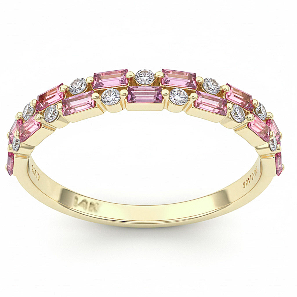 .63ct G SI 14kt Yellow Gold Pink Sapphire & Diamond Ring Size 6.5