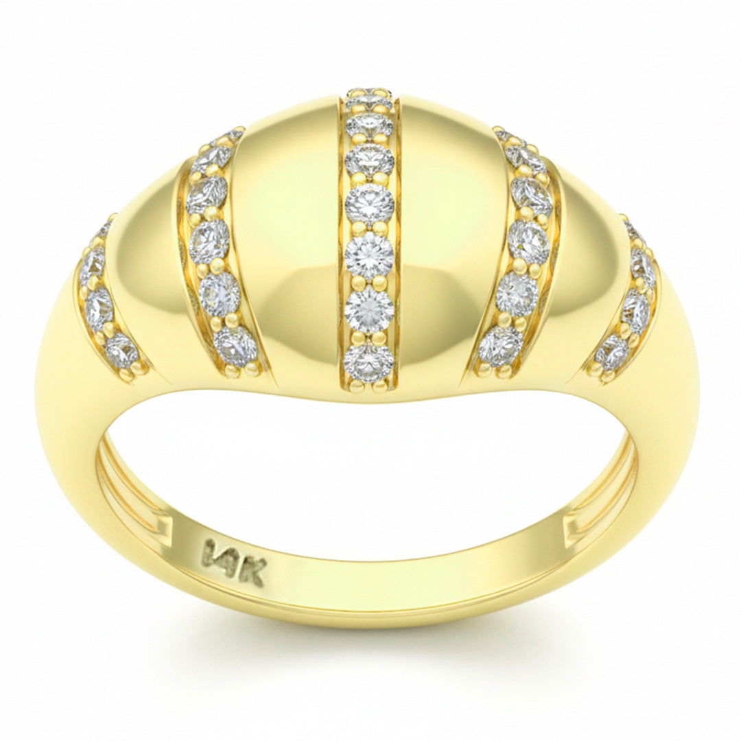 .42ct G SI 14kt Yellow Gold Diamond Modern Dome Ring Size 6.5