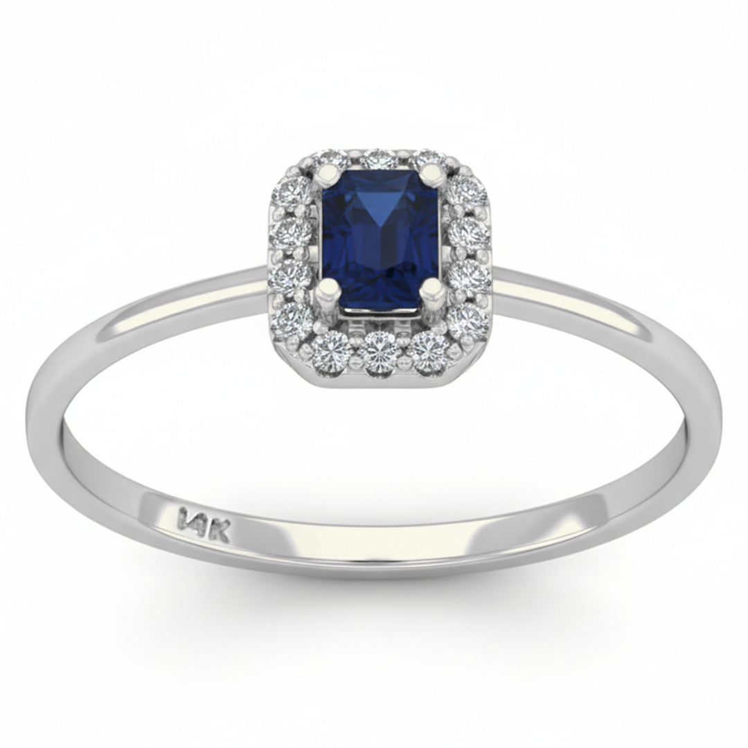 .40ct G SI 14kt White Gold Diamond & Blue Sapphire Gemstone Ring Size 6.5