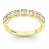.46ct G SI 14kt Yellow Gold Round & Baguette Diamond Band Ring Size 6.5