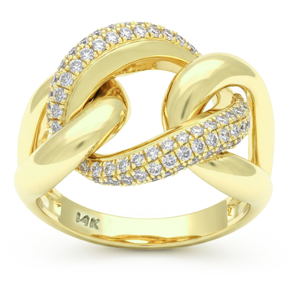 .48ct G SI 14kt Yellow Gold Round Diamond Modern Chain Link Ring Size 6.5