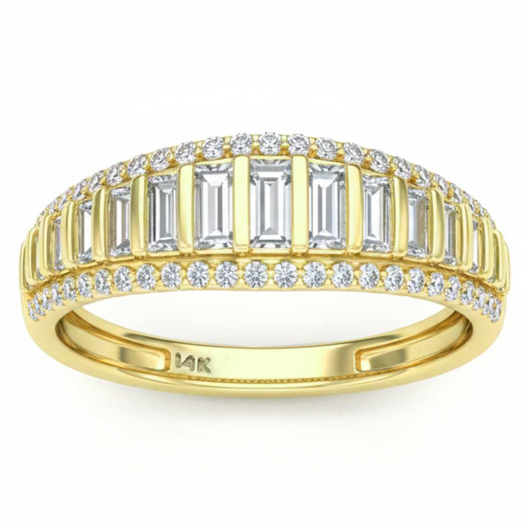.64ct G SI 14kt Yellow Gold Baguette Diamond Band Ring Size 6.5