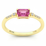 .77ct G SI 14kt Yellow Gold Diamond & Pink Sapphire Gemstone Ring Size 6.5