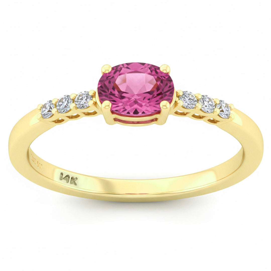 .80ct G SI 14kt Yellow Gold Diamond & Pink Sapphire Gemstone Ring Size 6.5