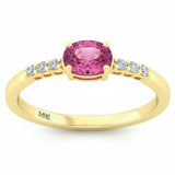 .80ct G SI 14kt Yellow Gold Diamond & Pink Sapphire Gemstone Ring Size 6.5