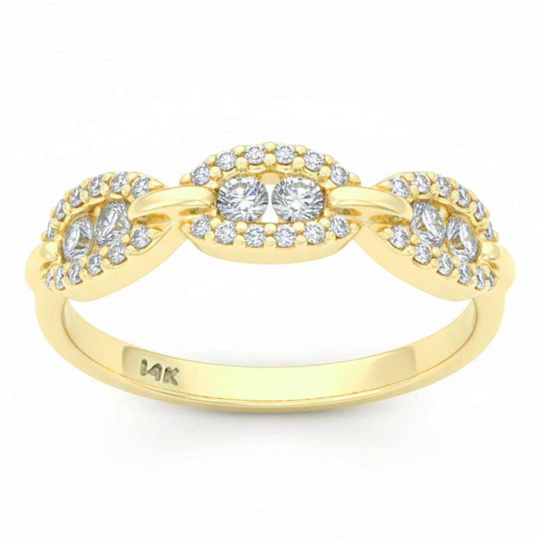 .34ct G SI 14kt Yellow Gold Mariner Link Diamond Band Ring Size 6.5