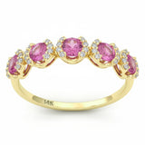 1.06ct G SI 14kt Yellow Gold Diamond & Pink Sapphire Gemstone Ring Size 6.5