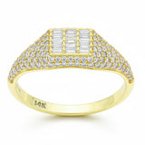 .68ct G SI 14kt Yellow Gold Round & Baguette Diamond Ring Size 6.5