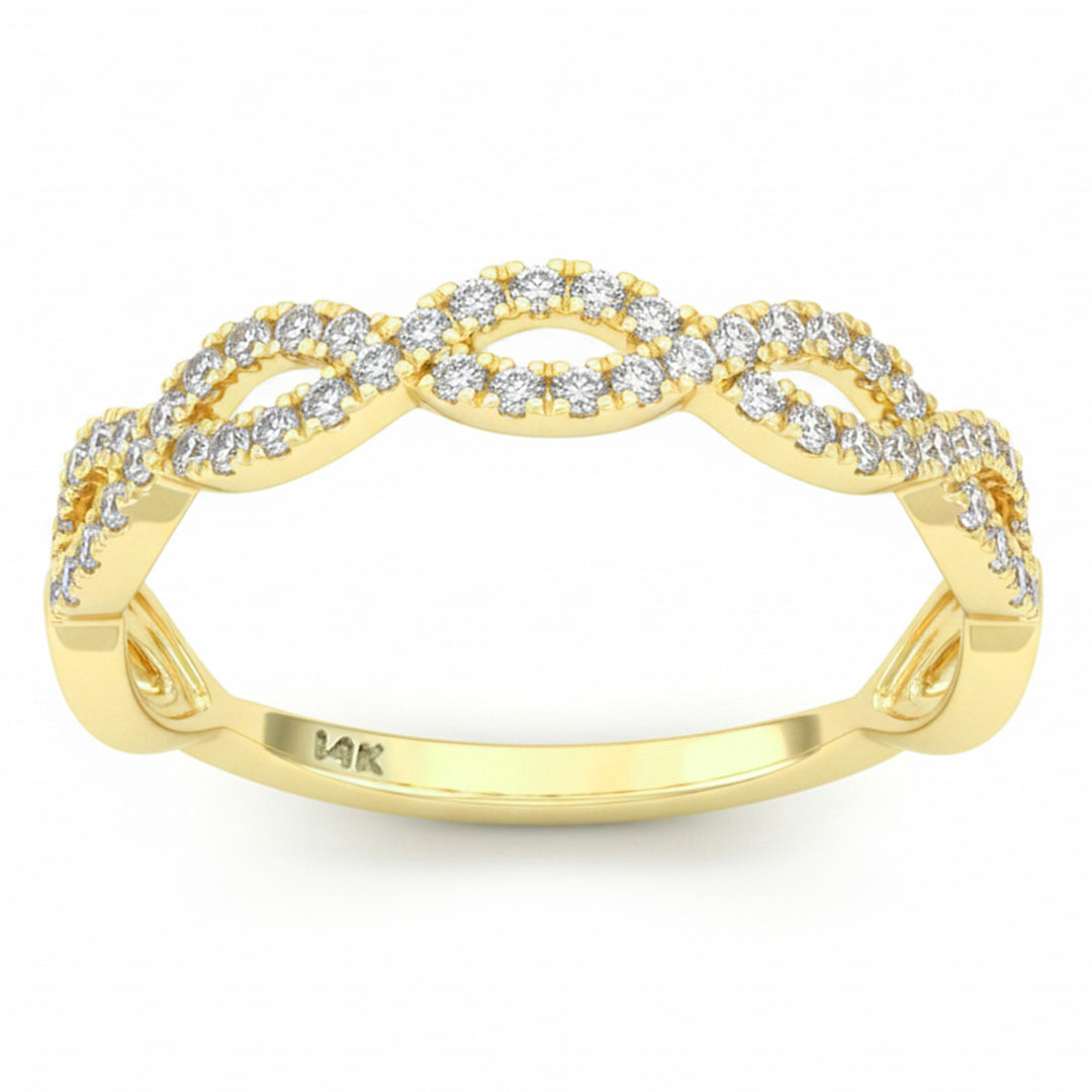 .30ct G SI 14kt Yellow Gold Diamond Infinity Link Band Ring Size 6.5