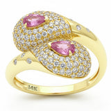 1.49ct G SI 14kt Yellow Gold Diamond & Pink Sapphire Gemstone Wrap Ring Size 6.5