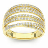 .82ct G SI 14kt Yellow Gold Diamond Modern Wide Multi Band Ring Size 6.5