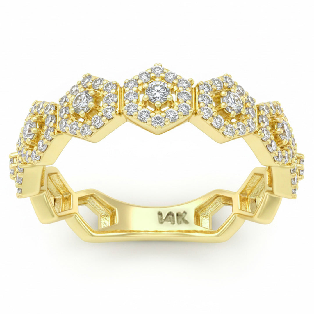 .56ct G SI 14kt Yellow Gold Geometric Shape Diamond Band Ring Size 6.5