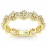 .56ct G SI 14kt Yellow Gold Geometric Shape Diamond Band Ring Size 6.5