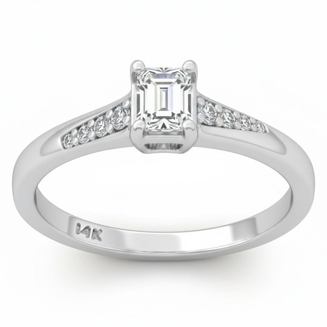 .25ct G SI 14kt White Gold Emerald Cut Diamond Soliatire Promise Ring Size 6.5