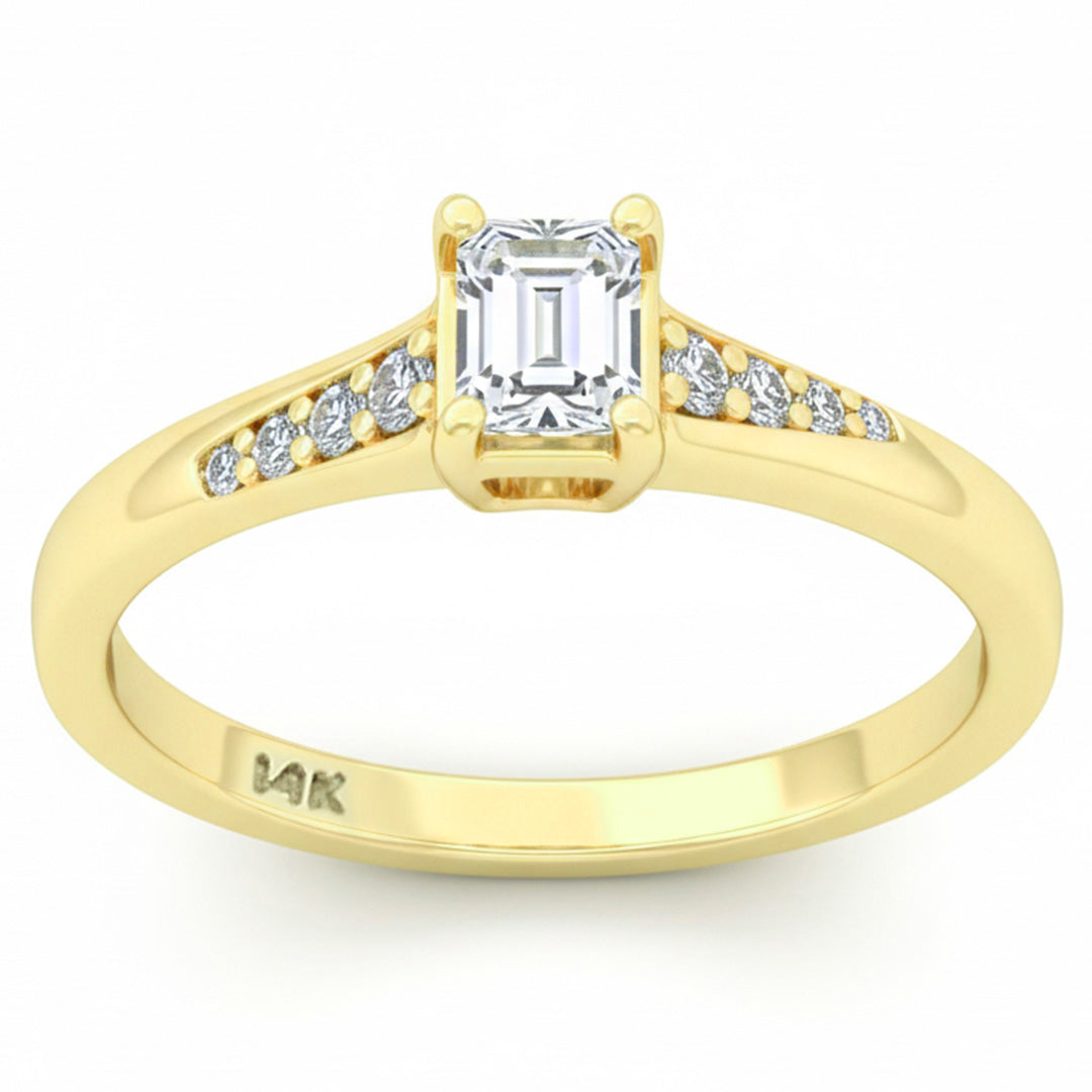 .25ct G SI 14kt Yellow Gold Emerald Cut Diamond Solitaire Promise Ring Size 6.5