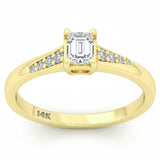 .25ct G SI 14kt Yellow Gold Emerald Cut Diamond Solitaire Promise Ring Size 6.5