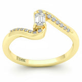 .28ct G SI 14kt Yellow Gold Diamond Wave Design Promise Engagement Ring Size 6.5