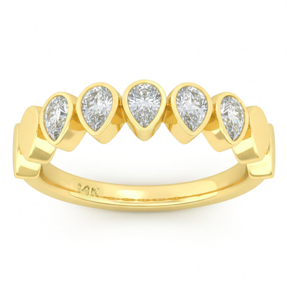 <span style="color:purple">SPECIAL!</span> .54ct G SI 14kt Yellow Gold Diamond Bezel Set Band Ring Size 6.5