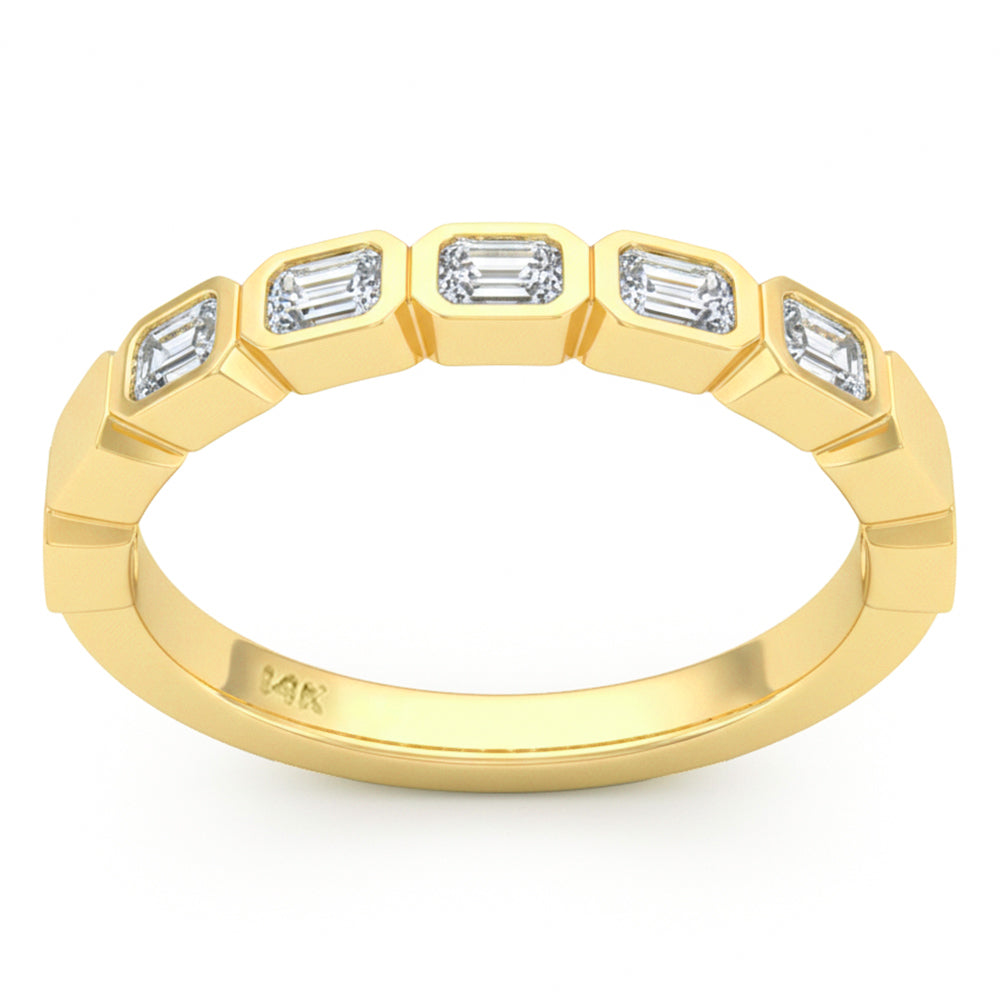 <span style="color:purple">SPECIAL!</span> .48ct G SI 14kt Yellow Gold Diamond Bezel Set Band Ring Size 6.5