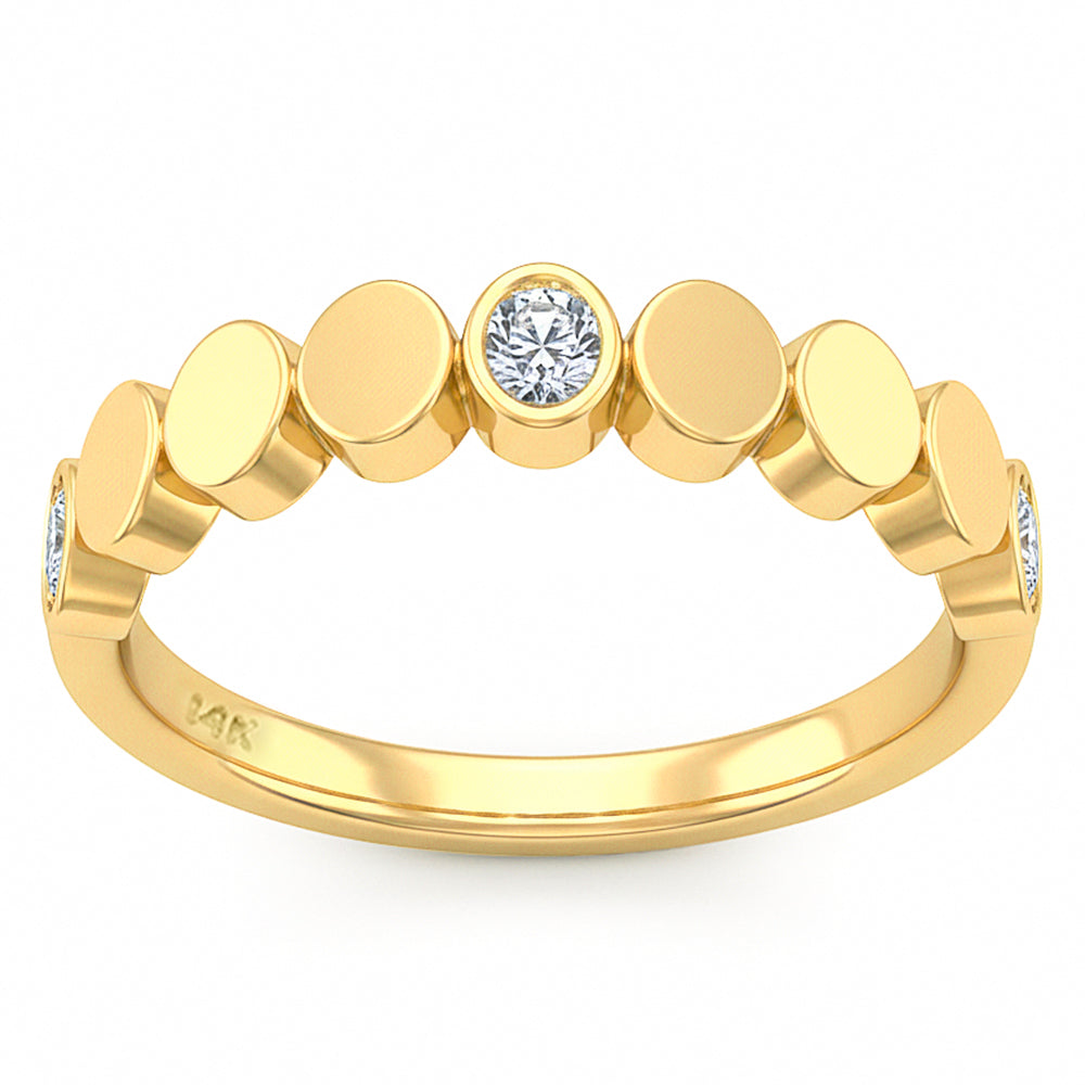 <span style="color:purple">SPECIAL!</span> .27ct G SI 14kt Yellow Gold Diamond Bezel Set Band Ring Size 6.5