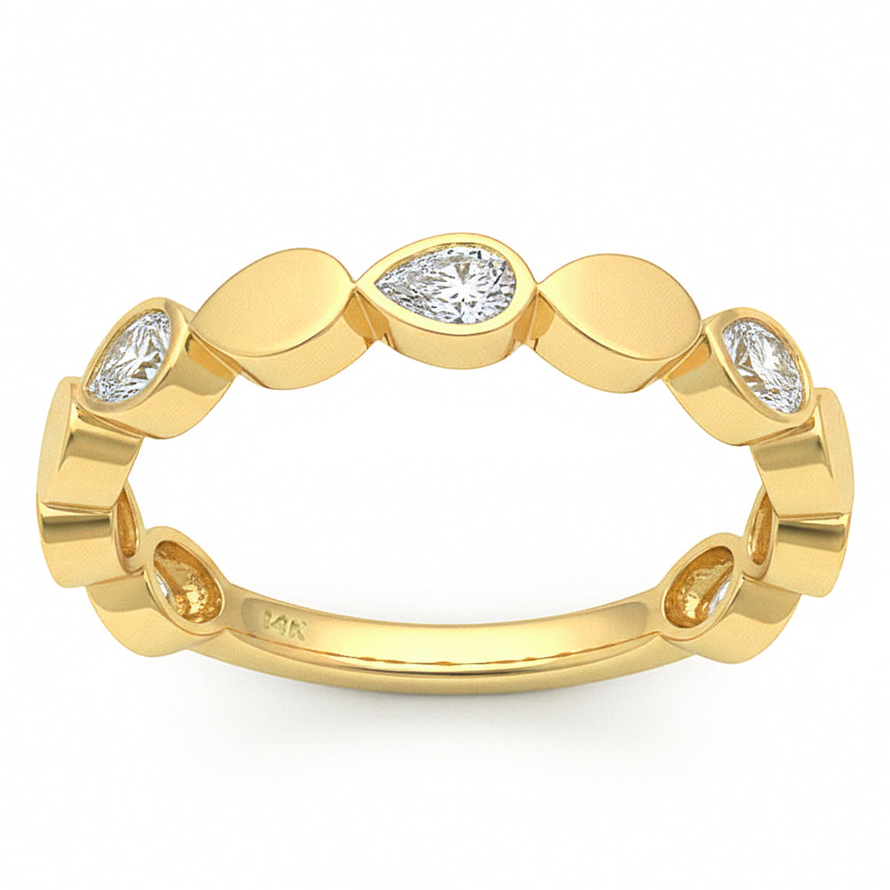 .38ct G SI 14kt Yellow Gold Diamond Bezel Set Band Ring Size 6.5
