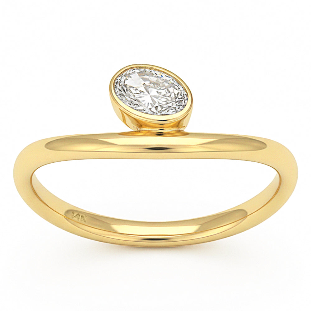 .26ct G SI 14kt Yellow Gold Diamond Bezel Set Ring Size 6.5