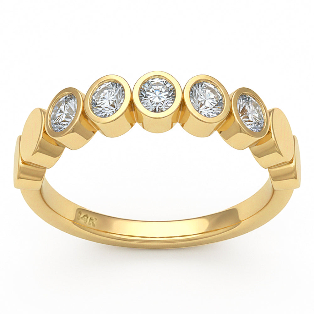 .49ct G SI 14kt Yellow Gold Oval Diamond Bezel Set Band Ring Size 6.5