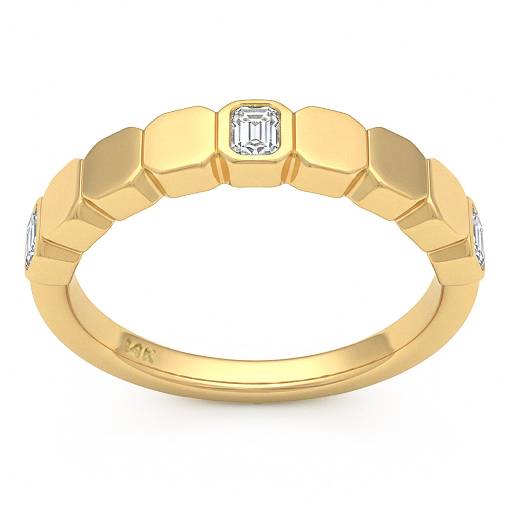 .35ct G SI 14kt Yellow Gold Diamond Bezel Set Band Ring Size 6.5