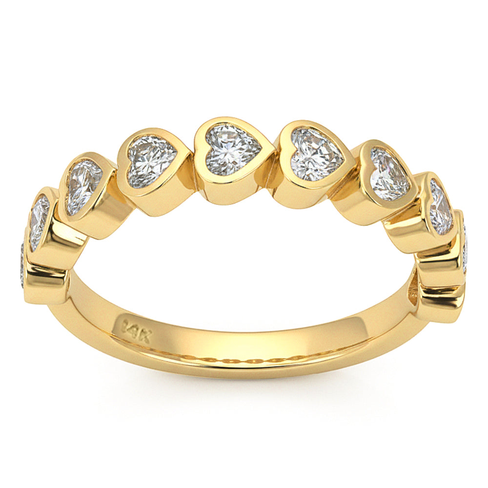 .92ct G SI 14kt Yellow Gold Diamond Bezel Set Eternity Band Ring Size 6.5