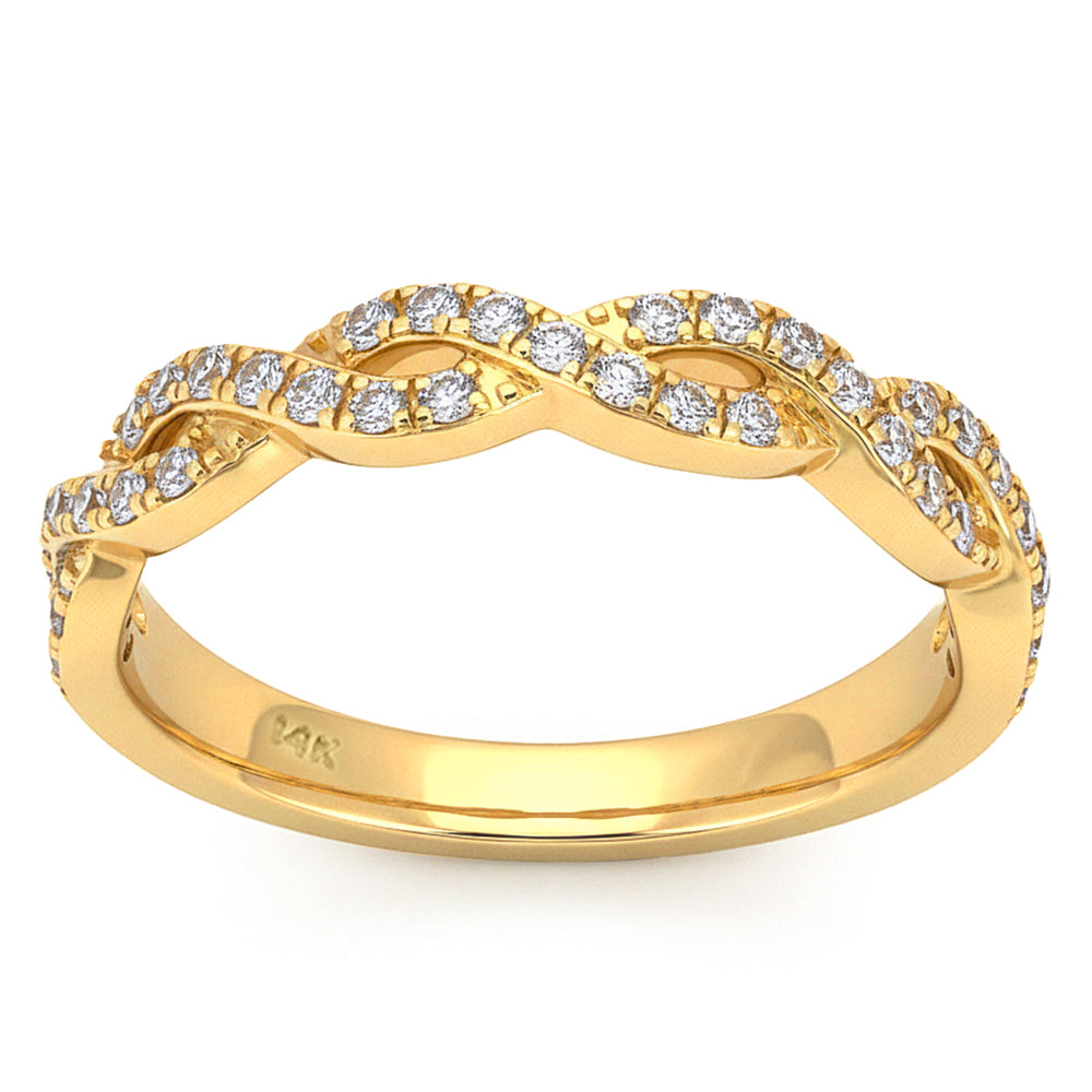 <span style="color:purple">¡ESPECIAL!</span> Anillo de banda infinita con diamante de oro amarillo de 14kt de .33 ct G SI, talla 6.5