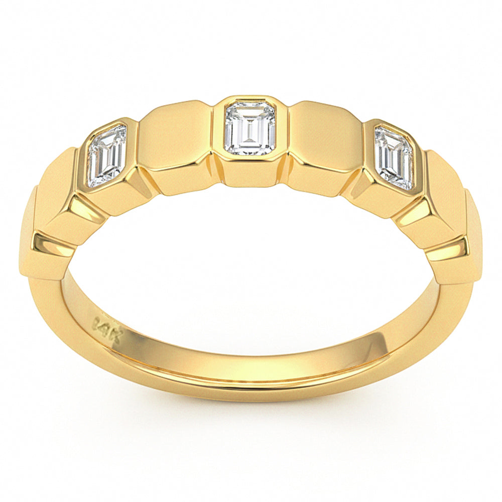 .35ct G SI 14kt Yellow Gold Diamond Bezel Set Band Ring Size 6.5