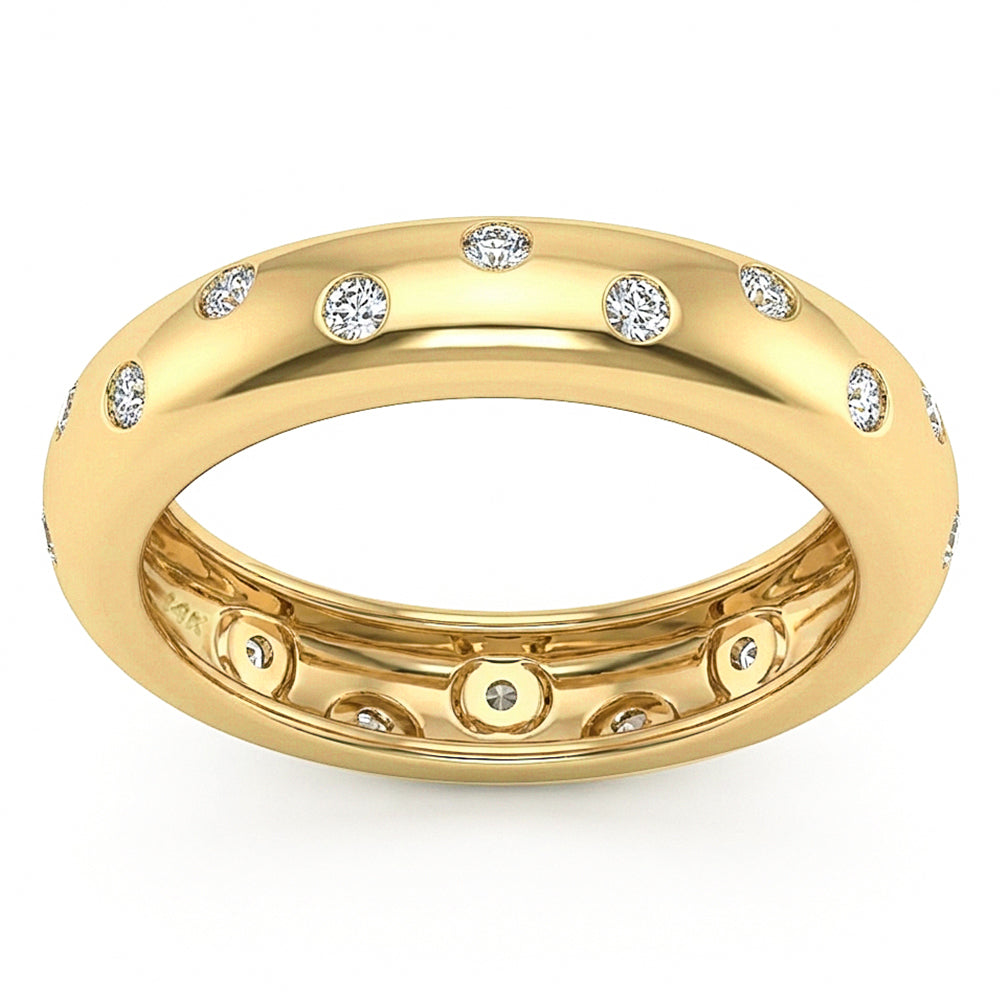 .35ct G SI 14kt Yellow Gold Diamond Modern Band Ring Size 6.5