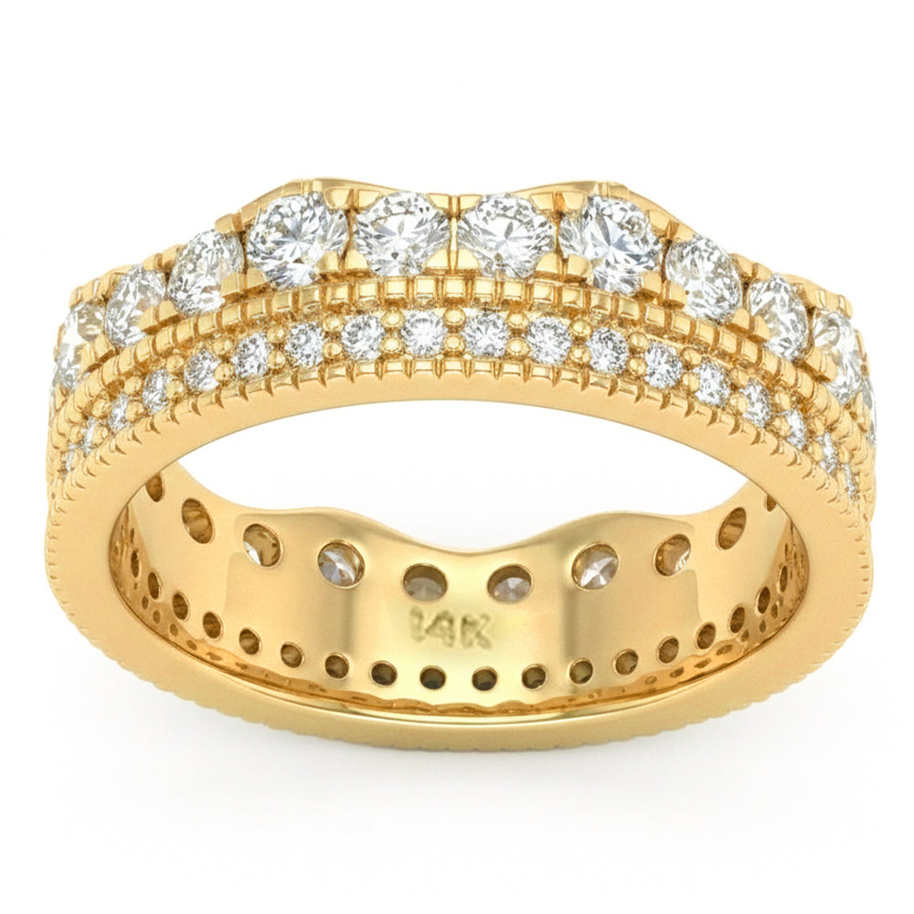 1.18ct G SI 14kt Yellow Gold Diamond Modern Band Ring Size 6.5