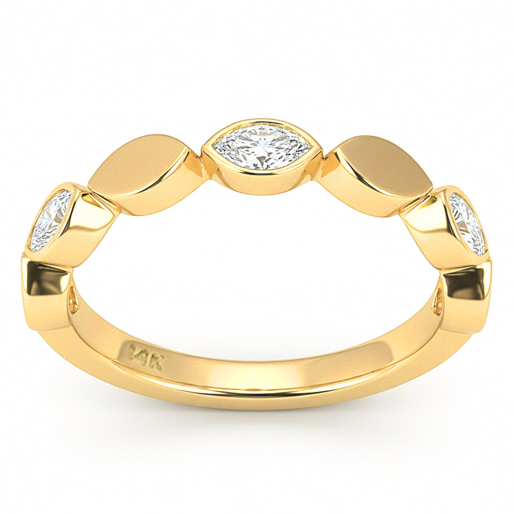 .35ct G SI 14kt Yellow Gold Diamond Bezel Set Band Ring Size 6.5